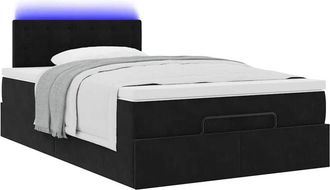 vidaXL Cama Otomana Con Colch&oacute;n Y Led Terciopelo Negro 120x190cm Vidaxl