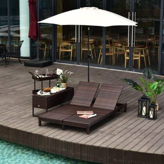 OUTSUNNY Lettino Prendisole 2 Posti Schienale Regolabile 196 x 120 x 28cm