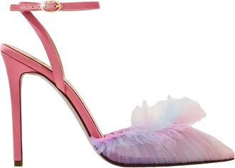Andrea Wazen Franca 120mm pumps met tulen enkelbandje - Roze