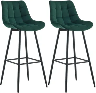 Clp Set De 2 Taburetes De Bar Dartford Verde Terciopelo