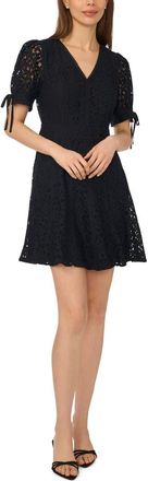 CeCe by Cynthia Steffe Lace Puff Sleeve Minidress in Rich Black at Nordstrom, Size 12