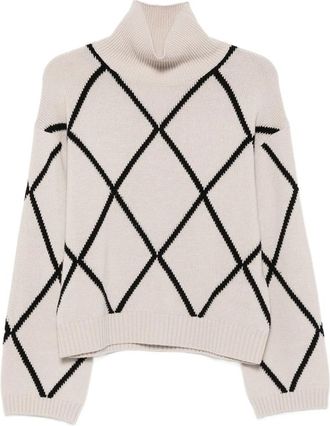Allude Argyle-pattern Roll-neck Sweater