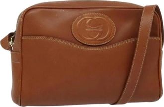 Gucci Pre-owned Cross Body Bags, female, Brown, Size: ONE SIZE Pre-owned Leather Cross Body Bag