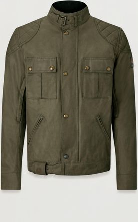 Belstaff Brooklands Motorcycle Jacket Mens Waxed Cotton Olive Green Size 2XL