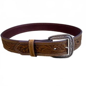 Ariat Mens Tooled Double Stitch Belt In Brown
