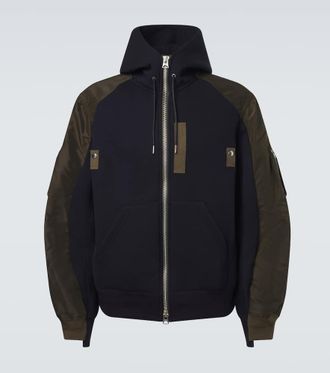 sacai Cotton-blend and twill hoodie