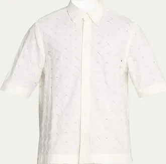 Bottega Veneta Mens Poplin Intrecciato Short-Sleeve Shirt