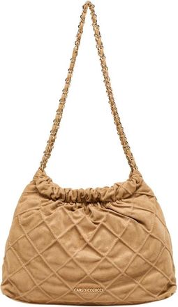 Carlo Colucci Schoudertas van su&egrave;delook - Dames - Schoudertassen - Beige - ONE Size - Su&egrave;de - Tassen