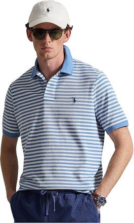 Polo Ralph Lauren Classic Fit Striped Mesh Polo Shirt Mens Clothing Bristol Blue/White : 2XL, Mesh/Cotton
