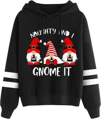 Generic Bargains of The Day Sale Oversized Sweatshirts for Women UK Hooded Sleeve Sweatshirt Printed Gnome Christmas Top Long Womens Womens Hoodies Womens Sal