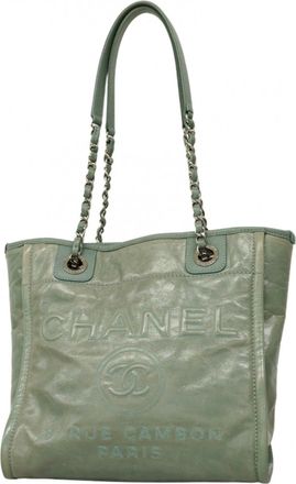 Chanel Green Leather Tote Bag (Pre-Owned)