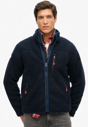 Superdry Fleecejacke SUPERDRY OUTDOOR FULL ZIP FLEECE, Herren, Gr. L, blau (eclipse navy), Fleece, Obermaterial: 100% Polyester, unifarben, relaxed fit h&uuml;ftlan
