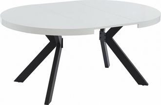Vente-Unique Mesa de comedor extensible 4 a 8 comensales de MDF y acero - blanco lacado y negro - KOMONI