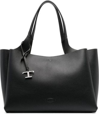 Tod's T Timeless Medium Leren Shopper - Dames - Shoppers - Zwart - ONE Size - Leer - Tassen