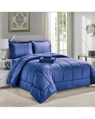 Luxury Home 8Pc Dobby Stripe Comforter Set