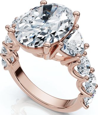 Pompeii3 Certified 7 1/2Ct Laura Diamond Engagement Ring (5Ct Center) 14k Gold Lab Grown