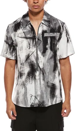 Helmut Lang 1/2-Zip Print Shirt