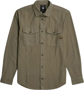 G-Star Overhemden, Heren, Bruin, L, Katoen, Marine Slim Shirt