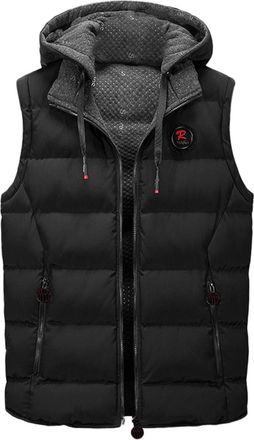 Generic Mens Body Warmer With Hood Puffer Gilets Men Thickened Thermal Reversible Gilet For Autumn And Winter Fashionable Casual Gilets Jacket Outdoor Sports 