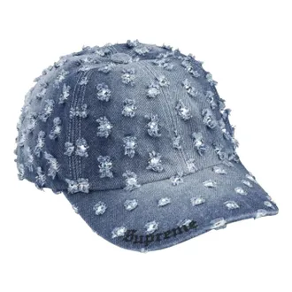 SUPREME FW26 Hole Punch Rhinestone Denim 6-Panel Washed Indigo SUP-FW26-1072-IND
