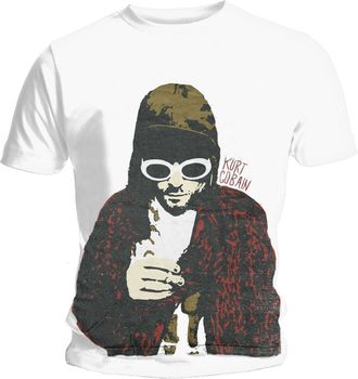 Kurt Cobain Mens Posterized Short Sleeve T-Shirt, White, X-Large