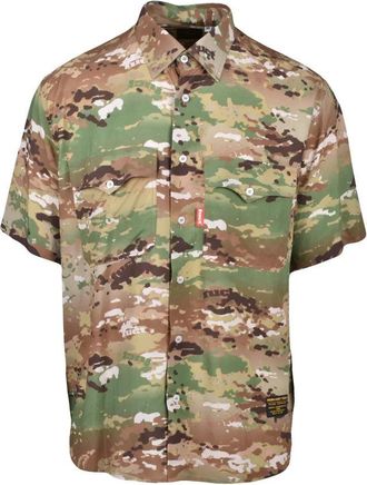Fuct Green Brown Camouflage Viscose Shirt