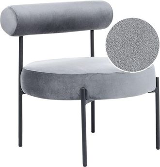 Beliani Sillón de terciopelo gris negro sin reposabrazos metal retro vintage Alpha
