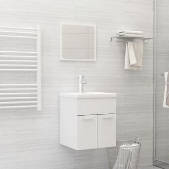 Berkfield Home Bathroom Furniture Set High Gloss White Engineered Wood