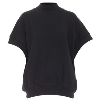 Dries Van Noten black cotton mock neck dolman short sleeves boxy sweatshirt XS