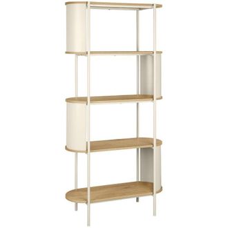 Sweeek Bookshelf with curved metal and wood decor, 5 levels, beige 80x33.8x172 cm - Molto