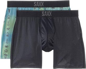 Saxx Underwear Quest Quick Dry Mesh Boxer Brief Fly 2-Pack Mens Underwear Camp Ombre/Black : 2XL, Elastane/Nylon/Polyester