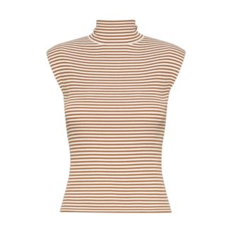 Max Mara Turtleneck sin mangas a rayas - Knitwear - Mujer - Beige - S