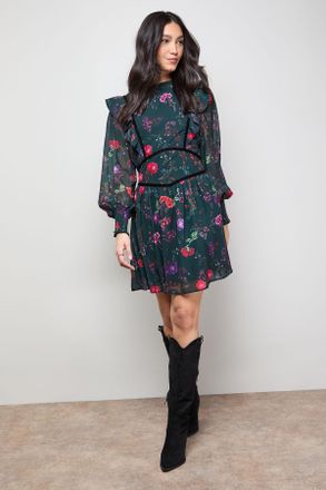 Oasis Womens Shirred Detail Fit and Flare Mini Dress - Multicolour - Size 12 UK