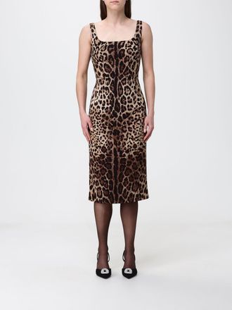 Dolce & Gabbana Abito midi in seta stretch animalier