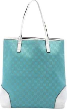 Gucci Pre-owned Canvas Tote Bag - Dames - Vintage Shopper - Blauw - ONE Size - Leer - Vintage