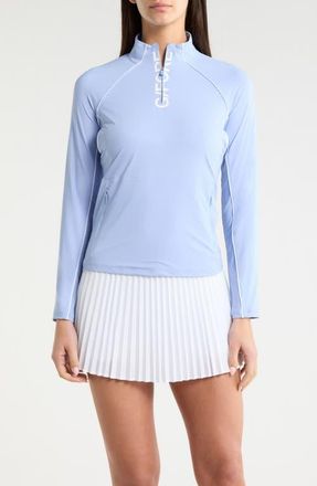 G/Fore Contrast Mesh Silky Tech Quarter Zip Golf Top in Willow at Nordstrom, Size X-Large