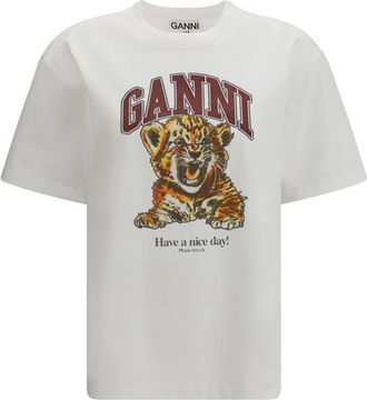 Ganni Witte Katoenen T-Shirt