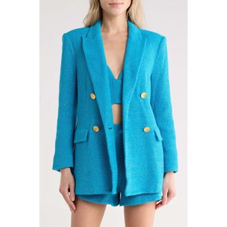 L'agence Riva Double Breasted Knit Blazer in Blue Teal at Nordstrom Rack, Size 6
