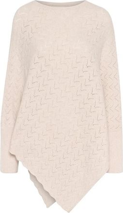 Cream Gebreide Poncho met O-hals Ontwerp - Dames - Ponchos - Roze - ONE Size - Polyester - Jassen