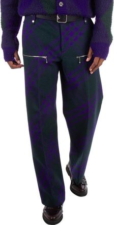 Burberry Check-Pattern Wool Trousers, Brand Size 44 ( Waist Size 29.5 )