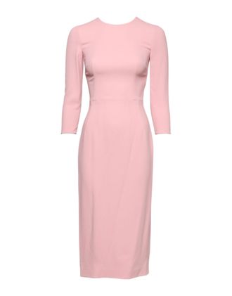 Dolce & Gabbana Pink Viscose 3/4 Sleeves Sheath Midi Womens Dress