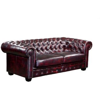 Vente-Unique Vente-unique - Divano Chesterfield a 3 posti 100% pelle di bufalo Cherry - brenton