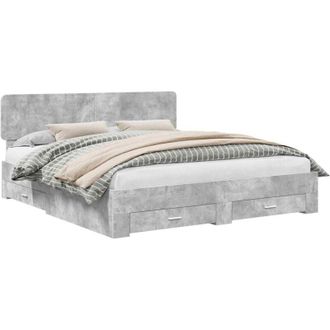 vidaXL Bed Frame Concrete Grey 180 x 200 cm Engineered Wood vidaXL