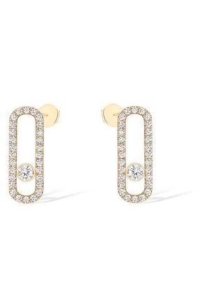 Messika Uno Diamond Pav&eacute; Stud Earrings in Yellow Gold at Nordstrom