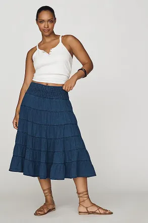 Pilcro Reese 100% Cotton Smocked Midi Skirt