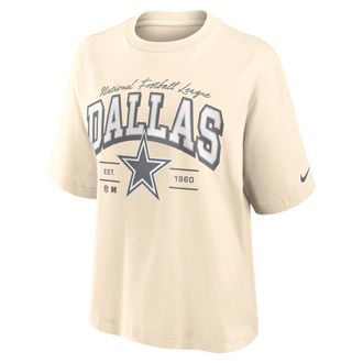 Nike Dallas Cowboys Vintage Mod Boxy Nike Womens NFL T-Shirt in White | 01CM15A7RD-U9E