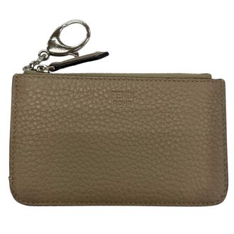 Fendi Gray Leather Coin Purse/Coin Case (Pre-Owned)