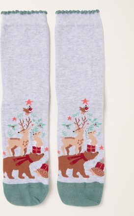 Fat Face FatFace Grey Woodland Tree Socks
