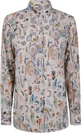 Paul Smith Katoenen blouse met Little Beasts-print - Beige