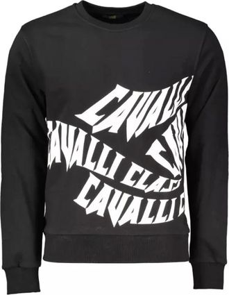Cavalli Sweatshirts, male, Black, S, Black Cotton Pullover for Men